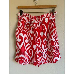Tori Richard Honolulu Red White Ikat Shorts Size Medium Tie Waist